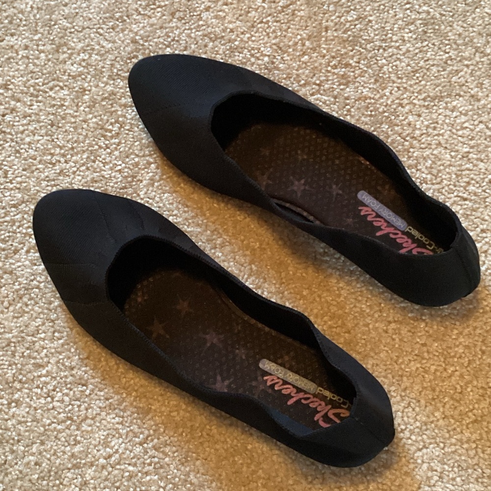 NWOT Size 10 Black Women’s Slip-On Ballet Flats - Comfort Insole (Skechers)